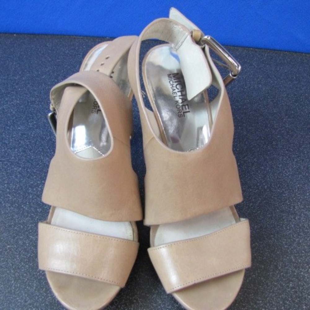 Michael Kors Carla Leather Platform Heel Sandals